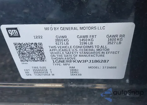 2023 Chevrolet Traverse Fwd Ls z USA, uszkodzony, nr VIN 1GNERFKW3PJ186287